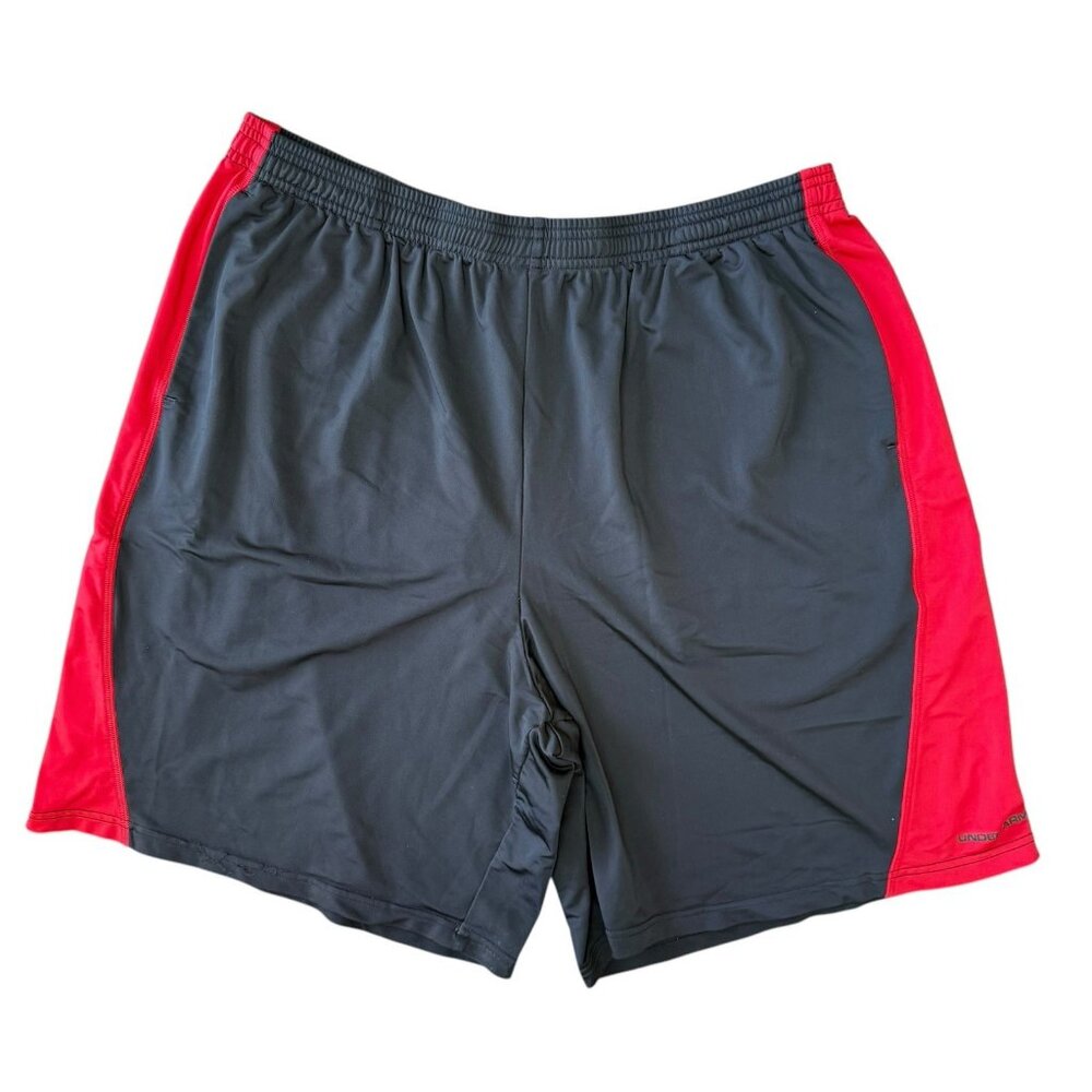 Under Armour Swim Trunks Shorts Mens XL Hybrid Stretch Black Red